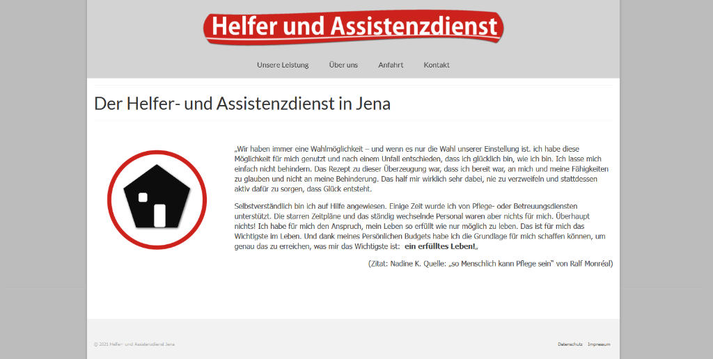 Webseite des Helfer- und Assistenzdienst in Jena